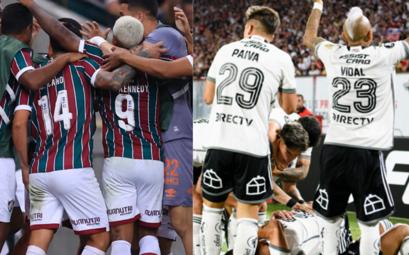 Imagen doble del plantel de Fluminense y Colo-Colo