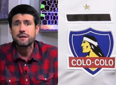 Primer plano a Francisco Eguiluz y el escudo de Colo-Colo.