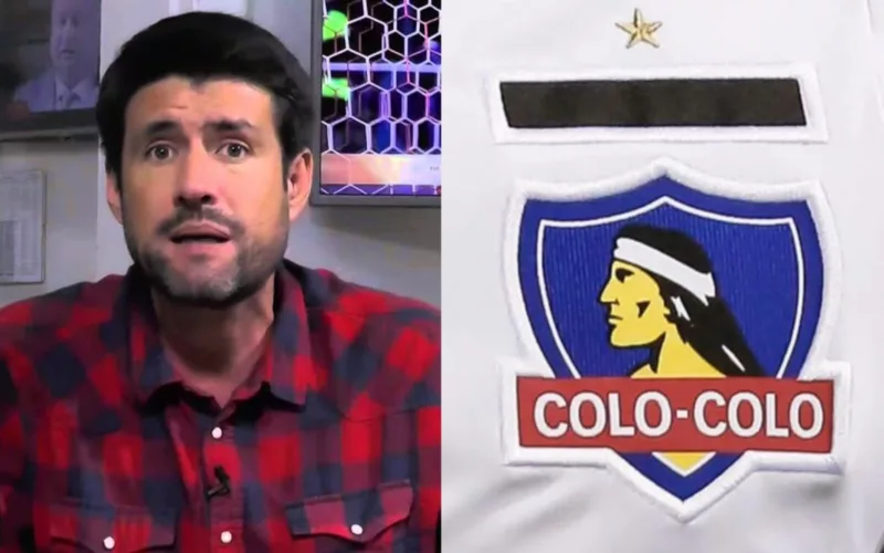 Primer plano a Francisco Eguiluz y el escudo de Colo-Colo.