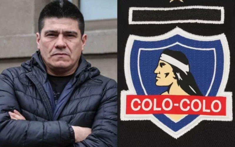 Marcelo Vega con los brazos cruzados y el Escudo de Colo-Colo