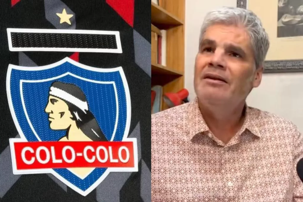 Juan Cristóbal Guarello y el escudo de Colo-Colo.