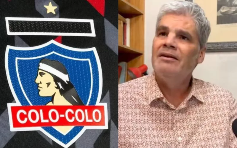 Juan Cristóbal Guarello y el escudo de Colo-Colo.