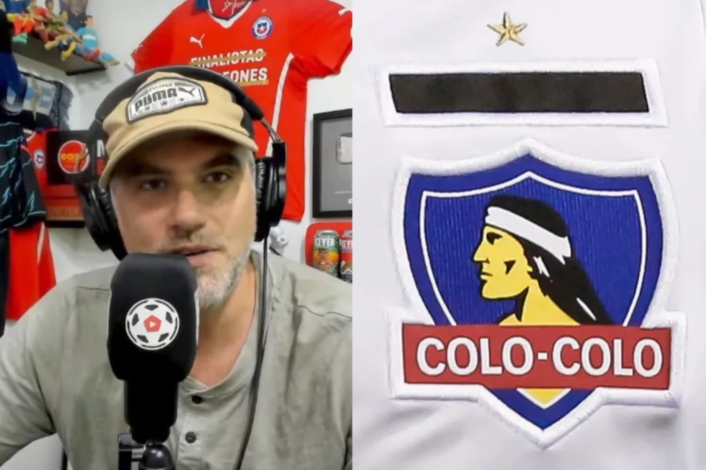 Primer plano a Manuel de Tezanos y el escudo de Colo-Colo