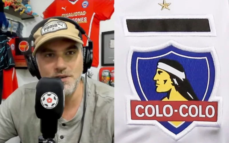 Primer plano a Manuel de Tezanos y el escudo de Colo-Colo