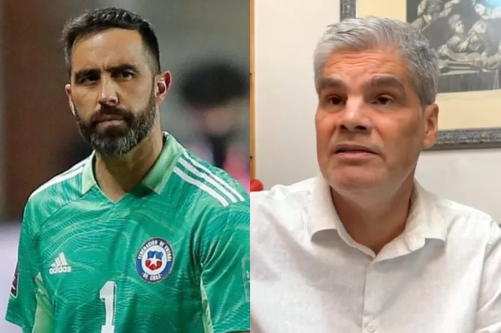 Primer plano a Claudio Bravo y Juan Cristóbal Guarello con cara de seriedad.