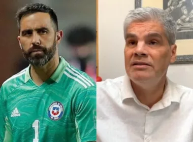 Primer plano a Claudio Bravo y Juan Cristóbal Guarello con cara de seriedad.