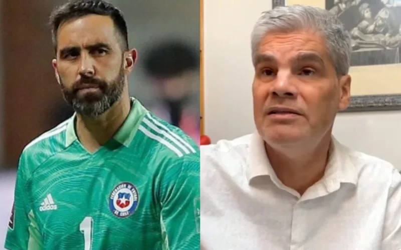 Primer plano a Claudio Bravo y Juan Cristóbal Guarello con cara de seriedad.