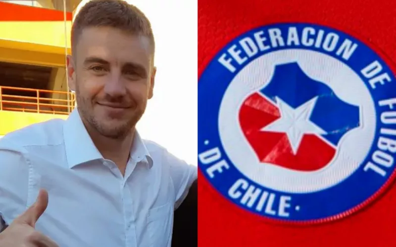 Primer plano a Gonzalo Fouillioux y el escudo de la Selección Chilena.