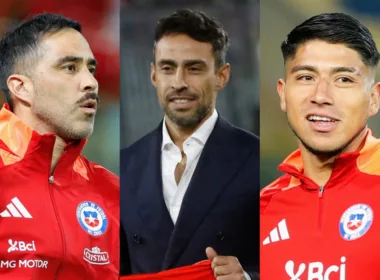 Primer plano a los rostros de Claudio Bravo, Jorge Valdivia y Brayan Cortés