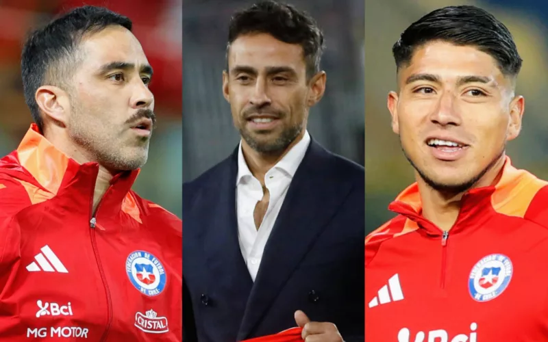 Primer plano a los rostros de Claudio Bravo, Jorge Valdivia y Brayan Cortés