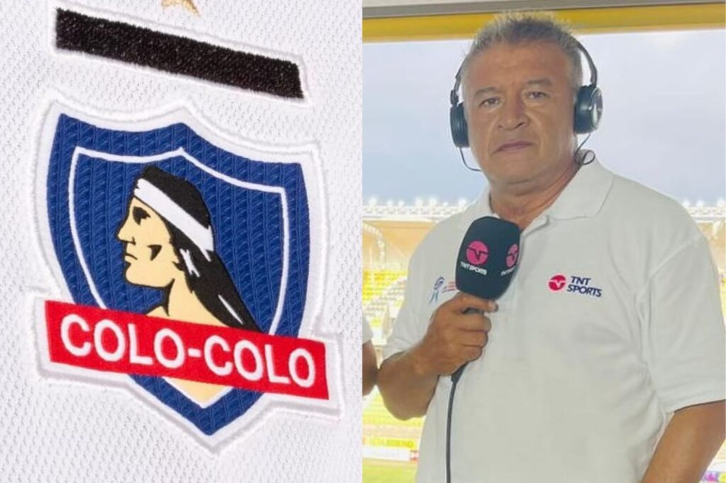 Primer plano a Claudio Borghi y el escudo de Colo-Colo