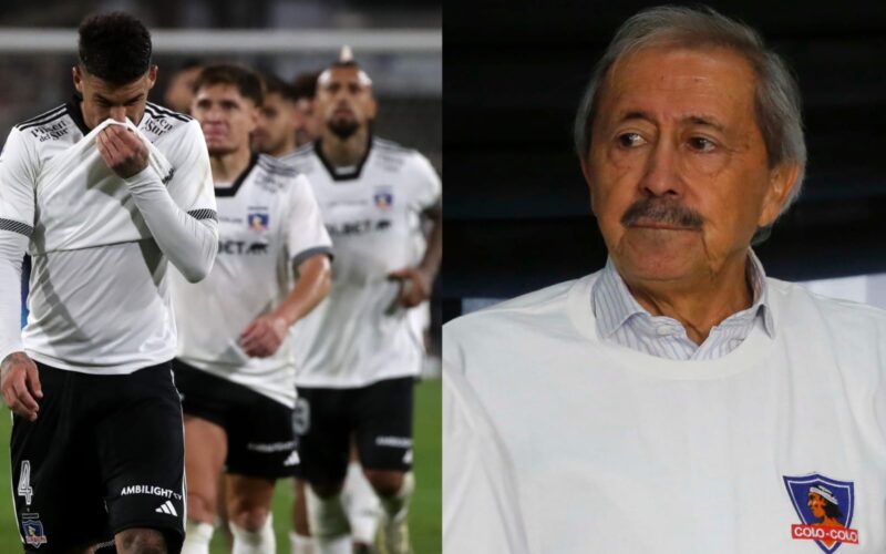 Primer plano a Leonardo Véliz con indumentaria de Colo-Colo y el plantel del Cacique