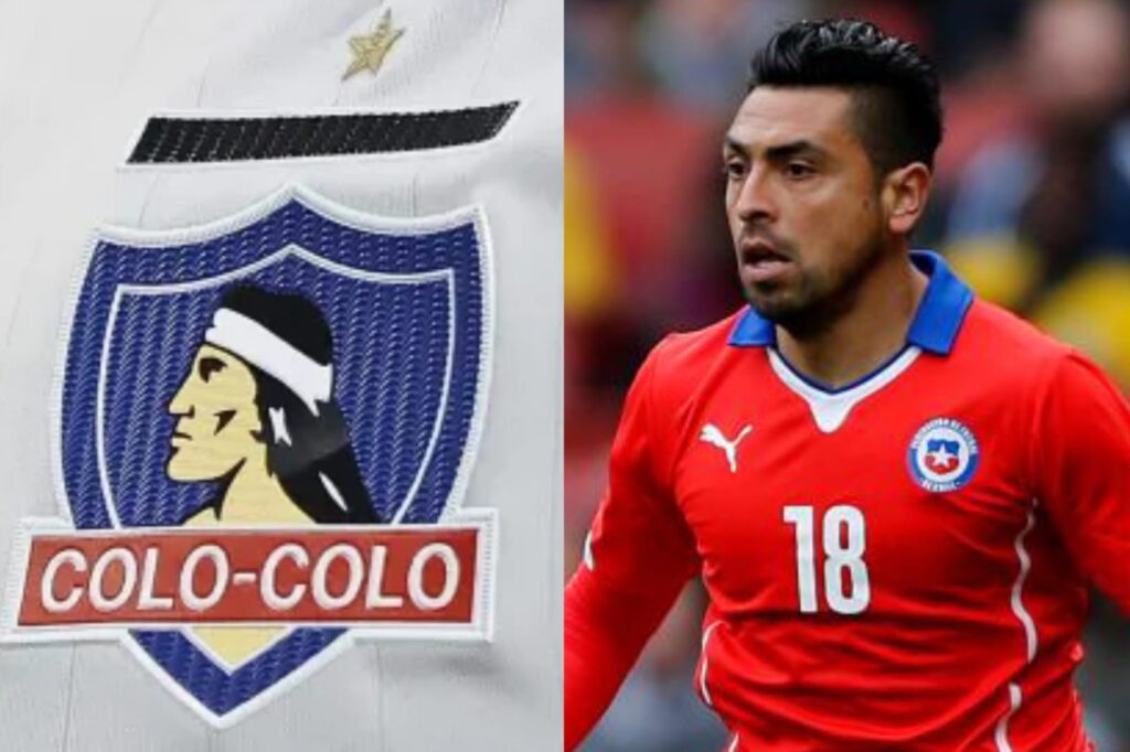 Gonzalo Jara con la Selección Chilena y el escudo de Colo-Colo