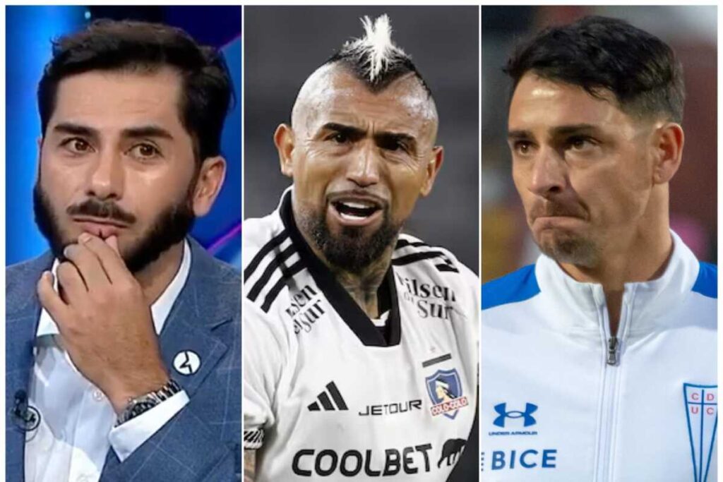 Primer plano al actual comentarista deportivo, Johnny Herrera, sumado a los futbolistas de Colo-Colo y Universidad Católica, Arturo Vidal y Fernando Zampedri, respectivamente.