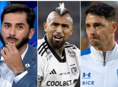 Primer plano al actual comentarista deportivo, Johnny Herrera, sumado a los futbolistas de Colo-Colo y Universidad Católica, Arturo Vidal y Fernando Zampedri, respectivamente.