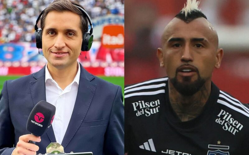 Primer plano a Daniel Arrieta y Arturo Vidal en el Estadio Santa Laura