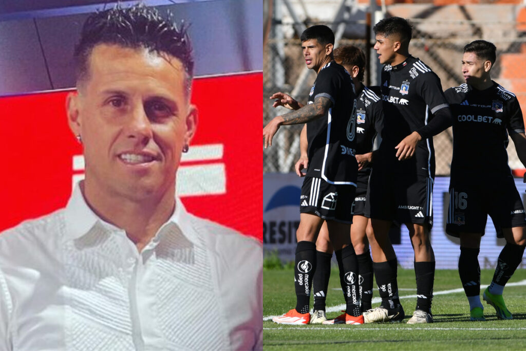 Primer plano de Diego Rivarola. Jugadores de Colo-Colo sobre la cancha del Estadio El Cobre.