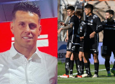 Primer plano de Diego Rivarola. Jugadores de Colo-Colo sobre la cancha del Estadio El Cobre.