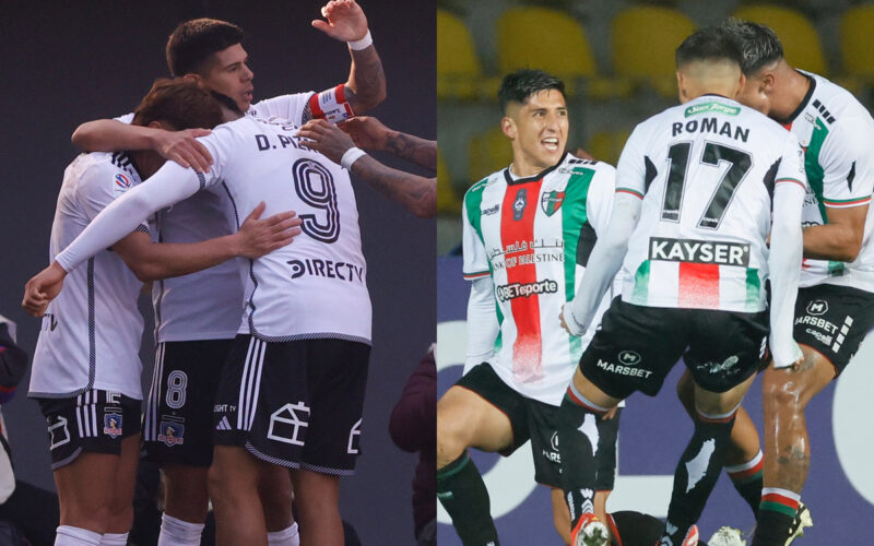 Jugadores de Colo-Colo y Palestino abrazándose.