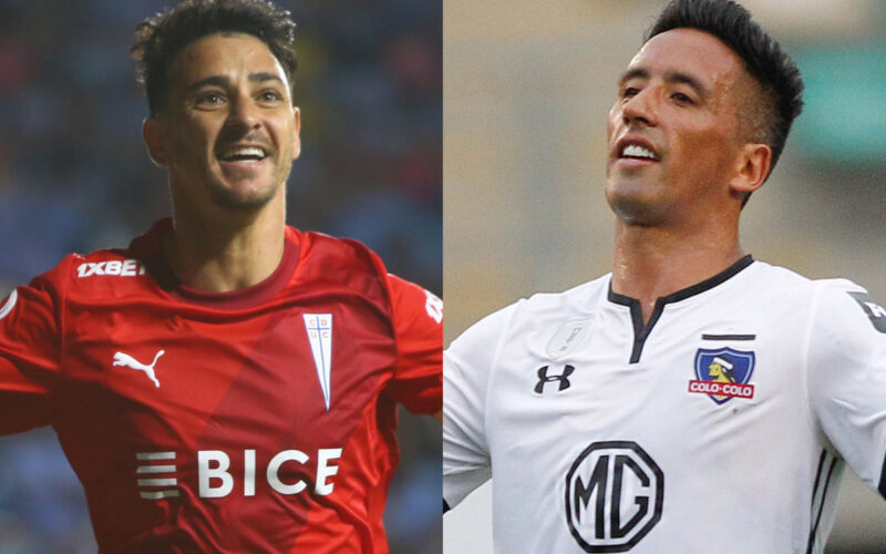 Primer plano de Fernando Zampedri y Lucas Barrios.