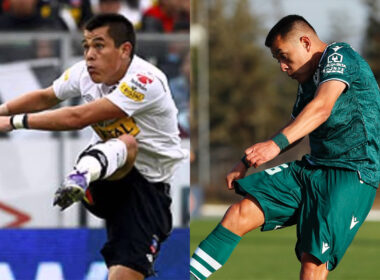 Carlos Muñoz golpeando un balón por Colo-Colo y Santiago Wanderers.