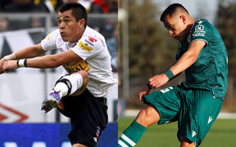 Carlos Muñoz golpeando un balón por Colo-Colo y Santiago Wanderers.