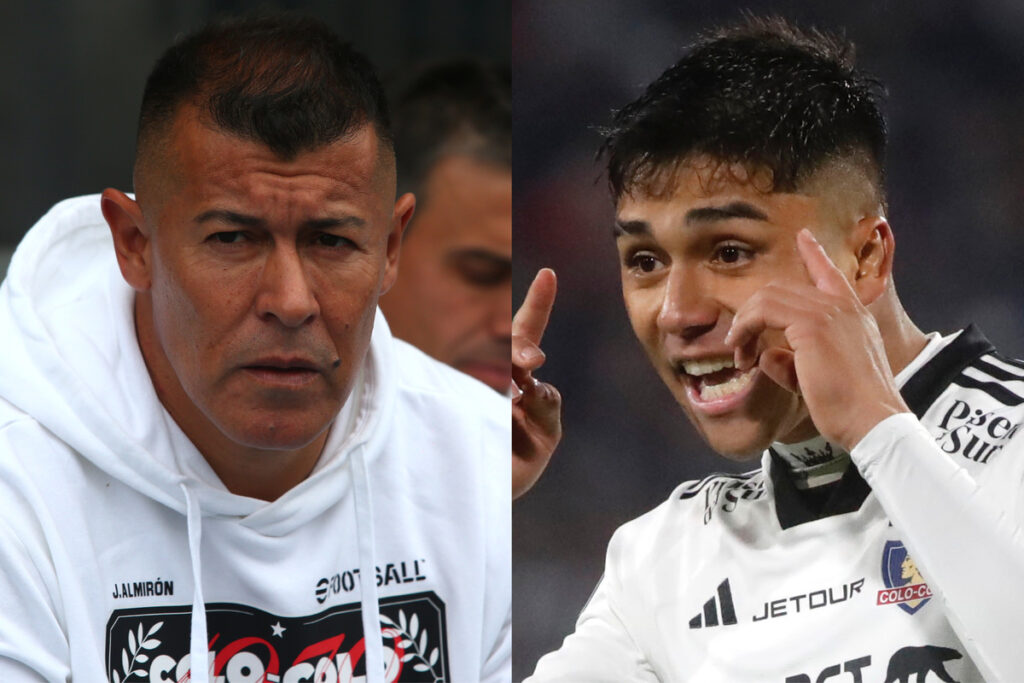 Primer plano de Jorge Almirón y Damián Pizarro.