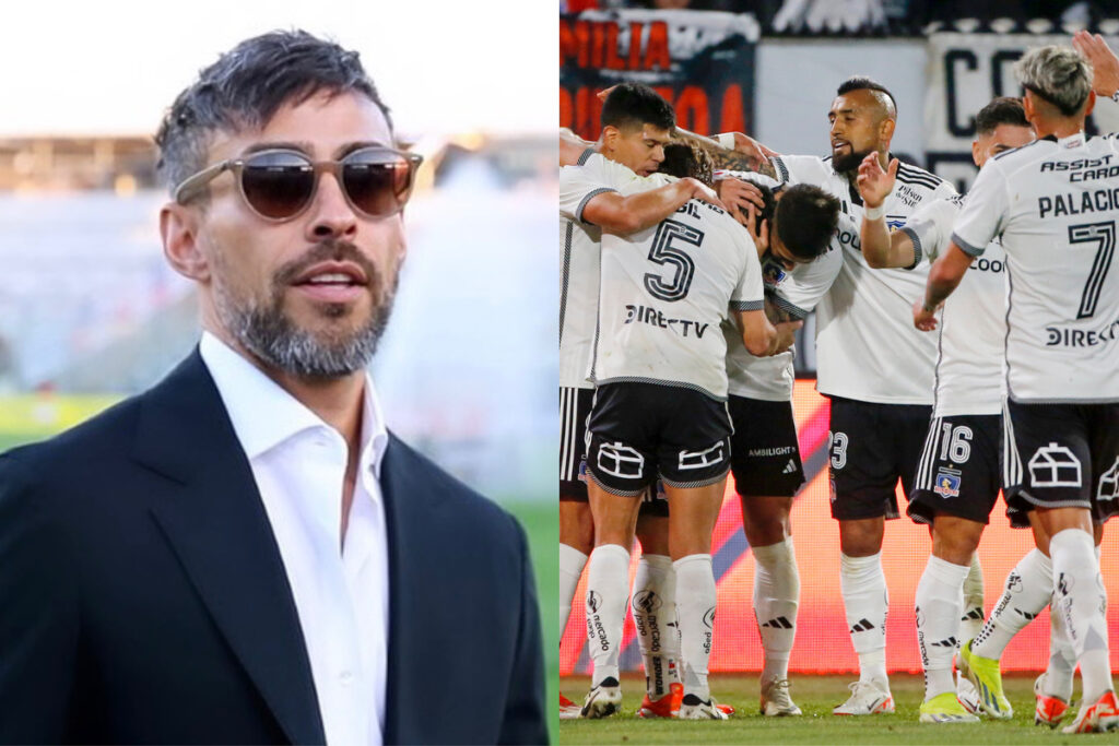Primer plano de Jorge Valdivia. Jugadores de Colo-Colo abrazados.