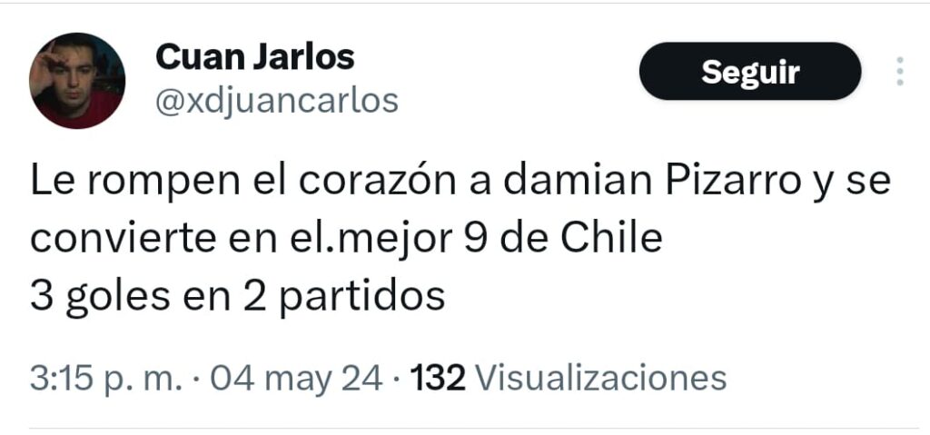 Hinchas llenan de elogios a Damián Pizarro con comentarios en X (ex Twitter).