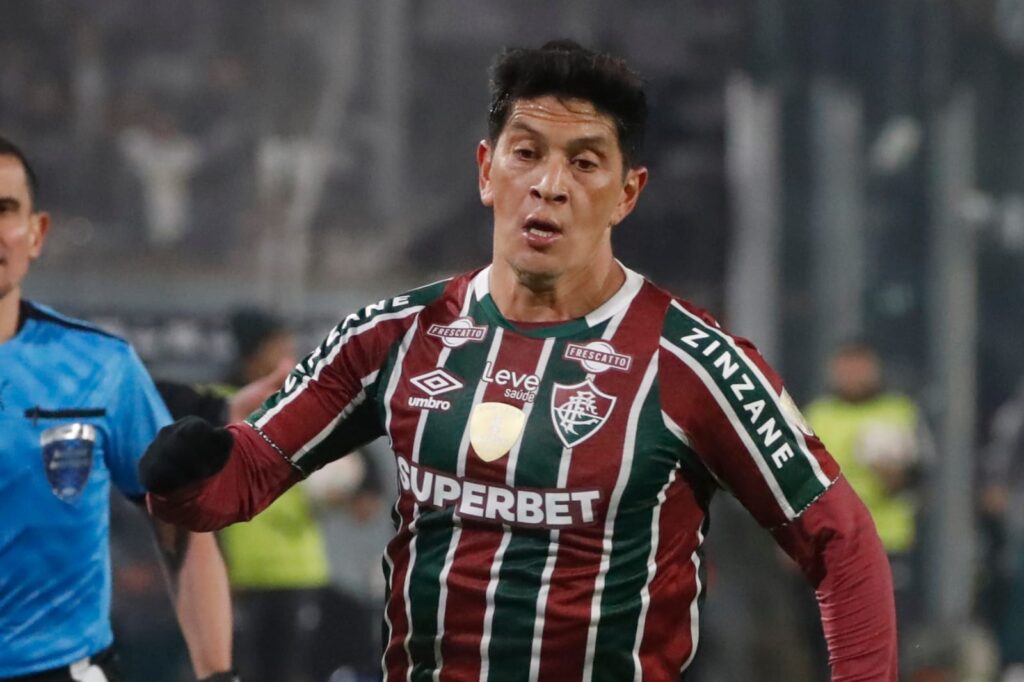 Primer plano a Germán Cano con camiseta de Fluminense