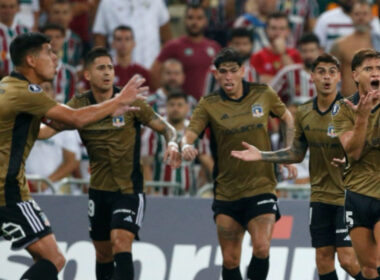 Jugadores de Colo-Colo en el encuentro frente a Fluminense por Copa Libertadores