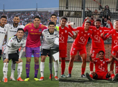 Jugadores de Colo-Colo y Deportes Quillón posando para una foto.