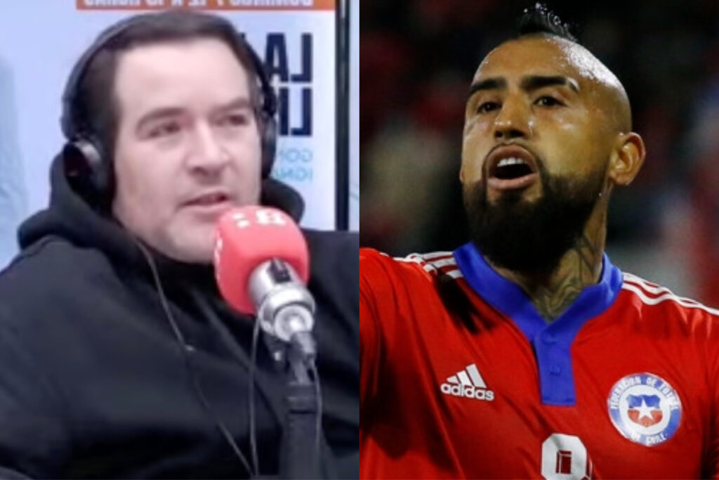 Primer plano de Cristián Caamaño y Arturo Vidal.