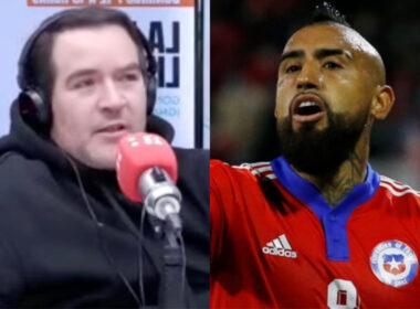 Primer plano de Cristián Caamaño y Arturo Vidal.
