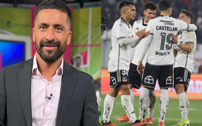 Primer plano de Cristián Basaure. Jugadores de Colo-Colo abrazados.