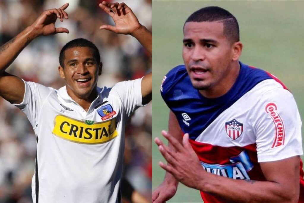 Macnelly Torres con las camisetas de Colo-Colo y Junior de Barranquilla
