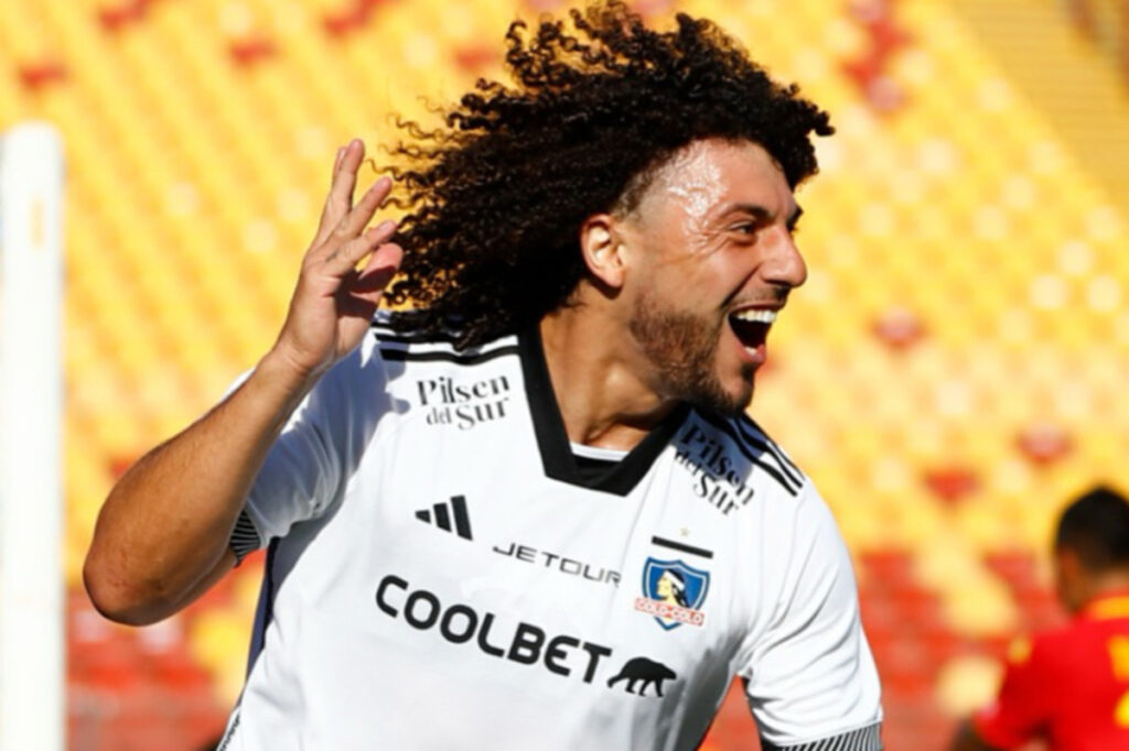 Maximiliano Falcón celebrando su gol frente a Unión Española