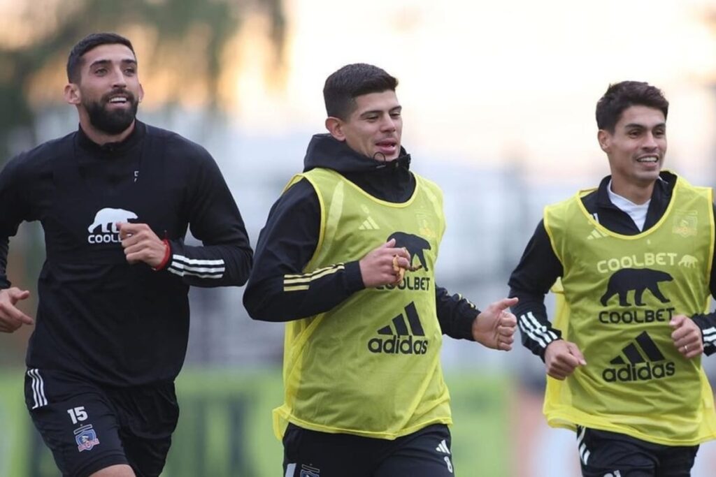 Emiliano Amor, Esteban Pavez, Erick Wiemberg en un entrenamiento de Colo-Colo