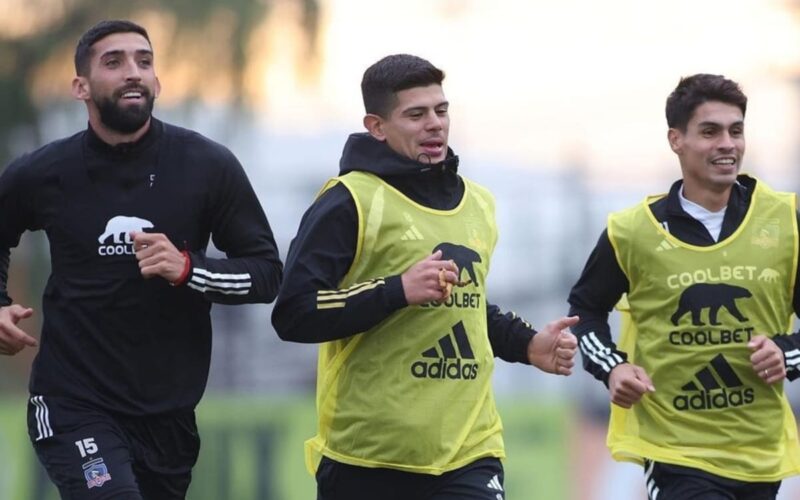 Emiliano Amor, Esteban Pavez, Erick Wiemberg en un entrenamiento de Colo-Colo