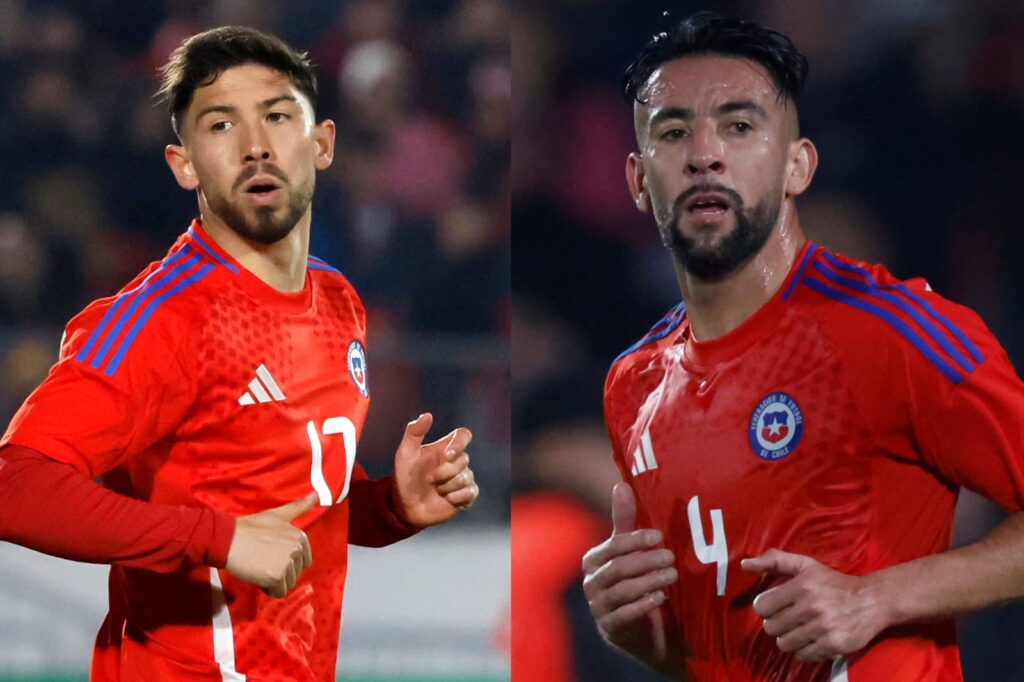 Felipe Loyola y Mauricio Isla con la camiseta de la Selección Chilena.
