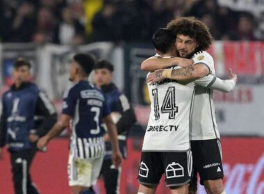 Zavala y Falcón celebrando el triunfo ante Junior.