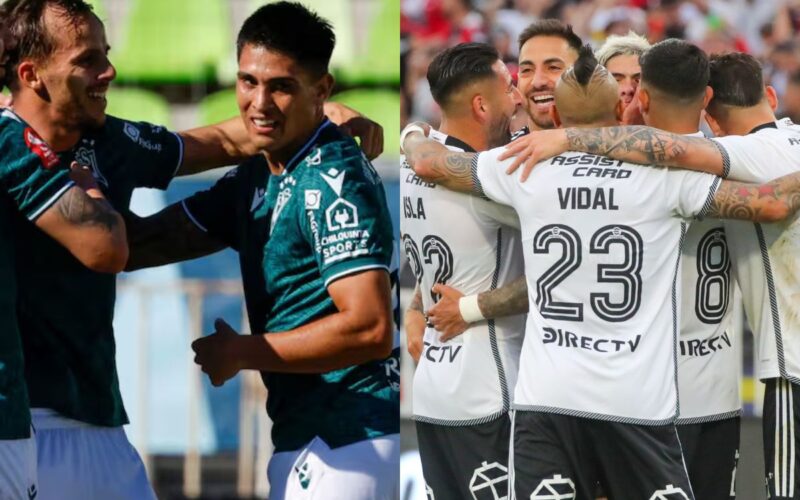 Santiago Wanderers y Colo-Colo celebrando un gol.