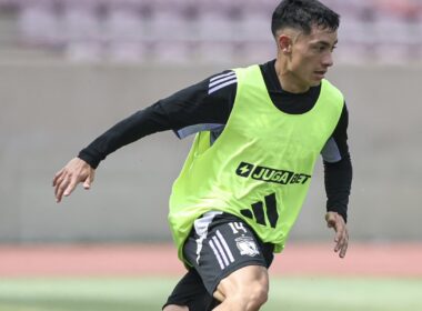 Cristián Zavala en un entrenamiento de Colo-Colo.