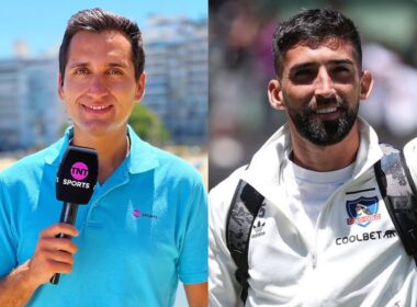 Daniel Arrieta y Emiliano Amor con indumentaria de Colo-Colo.