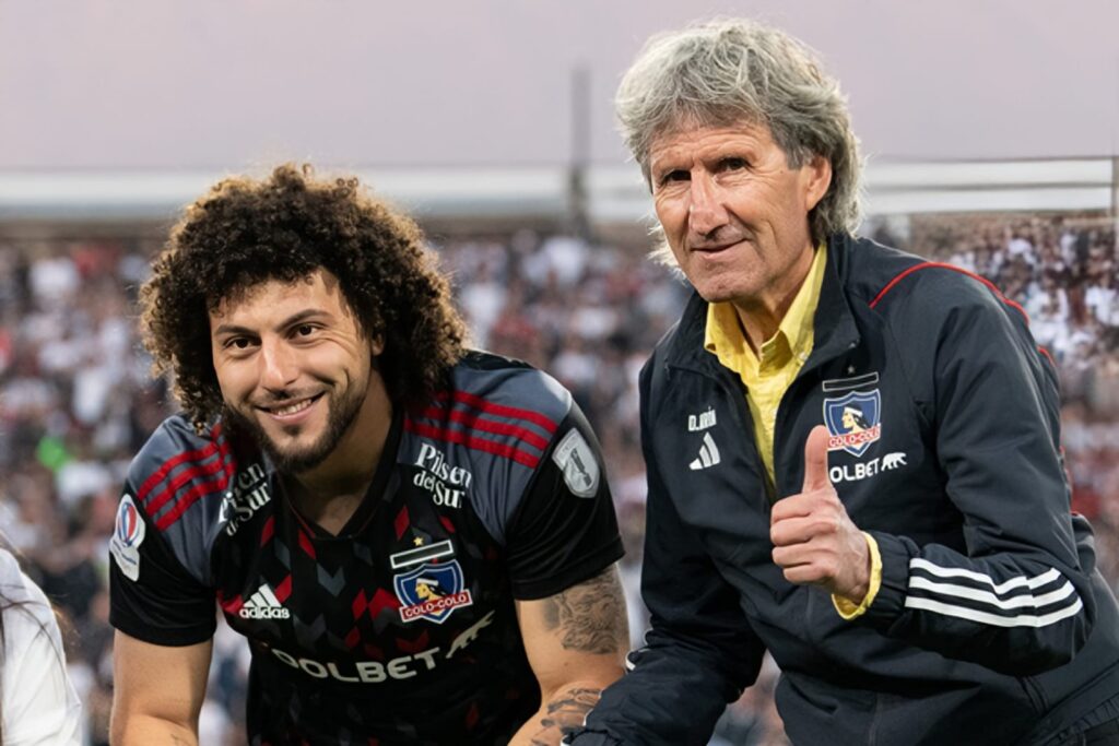 Maximiliano Falcón y Daniel Morón en el Estadio Monumental.
