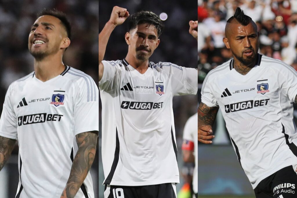 Javier Correa, Salomón Rodríguez y Arturo Vidal con la camiseta de Colo-Colo.