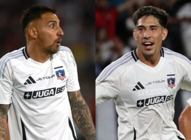 Javier Correa y Salomón Rodríguez con la camiseta de Colo-Colo.