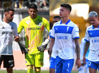 Jugadores de Colo-Colo y Universidad Católica cabizbajos.
