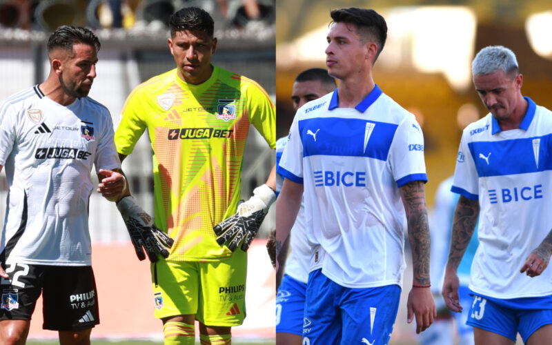 Jugadores de Colo-Colo y Universidad Católica cabizbajos.