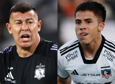 Primer plano de Jorge Almirón y Matías Moya.